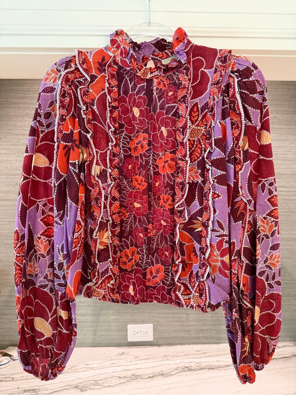 FARM Rio Red and Lilac Floral Blouse